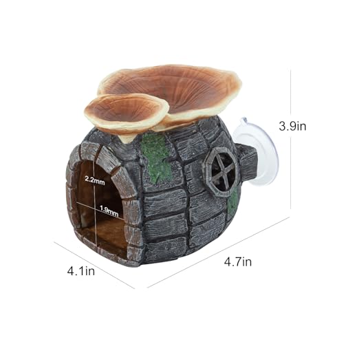 REPTI ZOO Reptile Hide, Multifunctional with Suction Cup, Resin Reptile Hides, and Caves for Reptiles, Gecko, Lizard (Ganoderma Lucidum Shape)
