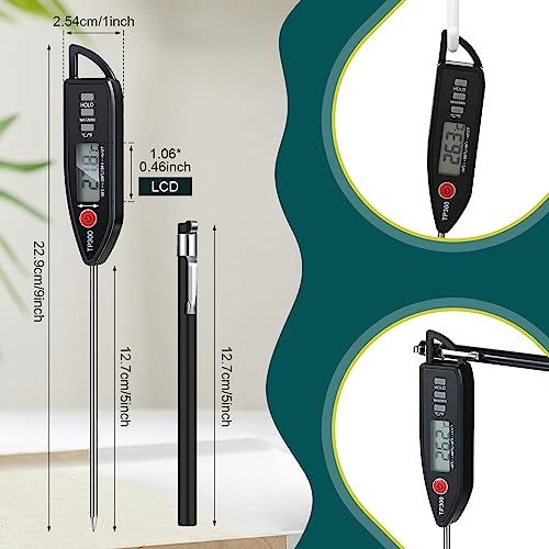 Copkim 6 Set Waterproof Food Thermometer for Water, Liquid, Candle and Cooking Digital Meat Thermometer with Long Probe Instant Read for Kitchen BBQ Grill Candy (Black,White,Red) - color: Black,White,Red