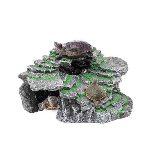 Moonorange Turtle Basking Platform Turtle Tank Decoration for Aquariums & Terrarium, Turtle, Lizard, Reptile Habitat Hideout (Black)