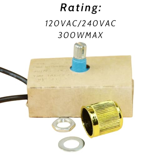 Zing Ear ZE-03 Dimmer Switch Combo Kit Rotary 120VAC 240VAC 300W MAX Repair Tools Replacement Full Range Inline Table Lamps Floor Lights LED Paper Outer Shell Brass Easy to Install Durable