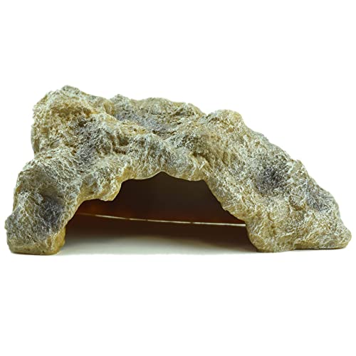 OMEM Reptile Rock Hide Cave Large Right-Angle Hideout Breeding Box Shelter Terrarium Habitat Decor (Medium) - size: Medium