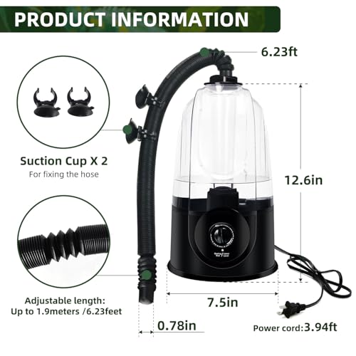 COOSPIDER Base CRH-380B Reptile Humidifier, Reptile Fogger Tank Humidifier Accessories, Reptile Misting System Replacement for Reptiles Amphibians Herps Vivarium - color: 380B-Black-Base