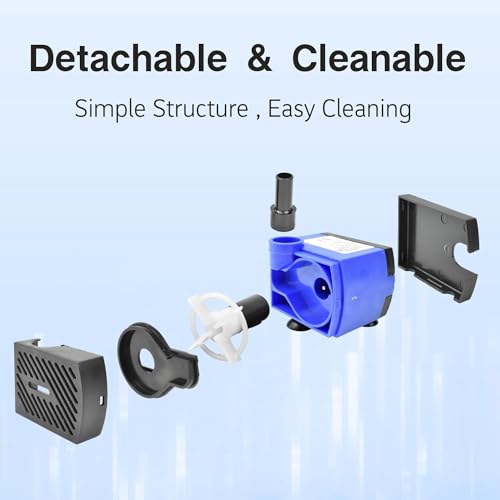 CONQUERALL 2PCS Circulation Pump 4W 74GPH Adjustable Flow Hydroponics Supplies for Tabletop Water Fountain - color: 74gph-4w, size: 2PCS