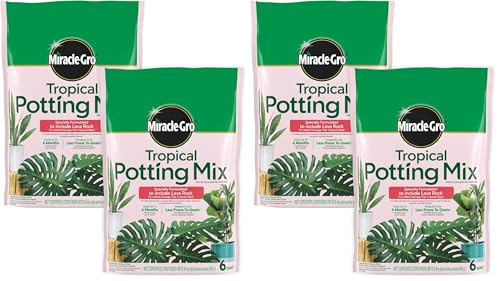 Miracle-Gro Tropical Potting Mix - Growing Media for Tropical Plants Living in Indoor and Outdoor Containers, 6 qt. (4-Pack) - size: 4 Pack, style: Potting Mix