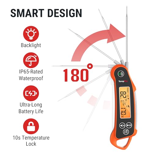 TempPro TP710 Instant Read Thermometer for Cooking, 2-in-1 Meat Thermometer Digital with 2 Probes & 2 Temperature Display, Kitchen Thermometer for Oven, Grilling, Smoker, BBQ (Previously ThermoPro)