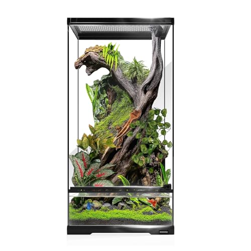 15 Gallon Tall Reptile Glass Tank 12"x12"x24" with Drainage System - Pre-Assembled Vertical Reptile Cage for Arboreal Geckos,Chameleon,Lizard,Tree Frog and Snake with Terrarium Decoration - size: 12*12*24inch with drainage hole