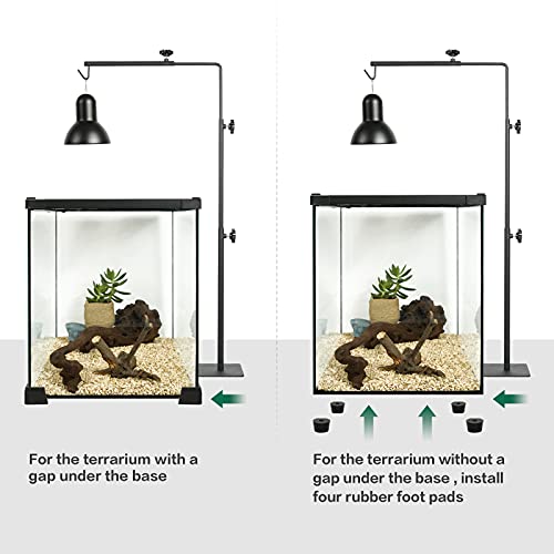 BETAZOOER Reptile Lamp Stand Adjustable 16-35 Inch Domes Heat Lamp Metal Bracket Floor Light Holder Support for Reptile Glass Terrarium Heating Light - size: Large (Pack of 1)