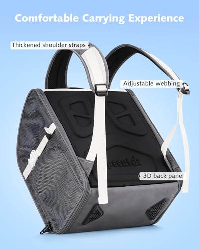 Pecute Small Pet Carrier, Breathable Bearded Dragon Carrier, with Transparent Bubble & Steel Frame, Safety Lock for Hamster, Rabbit, Guinea Pig, Parrot, Kitten, Puppy, Ideal for Travel/Vet Visits/Camp - color: Gray