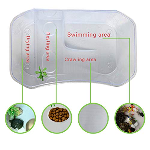 PINVNBY Plastic Turtle Tank Reptile Habitat Pet Terrariums Turtles Tank Aquarium Terrapin Topper Basking with Platform Plants,Durable,Safe, Non-Toxic(White) - color: White