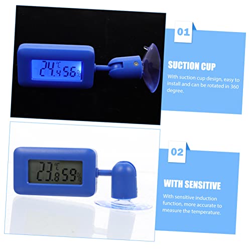 Mikikit Mini Reptile Humidity and Temperature Gauge 360° Rotating Night Glow Suction Cup Thermometer for Leopard Gecko and Bearded Lizards Digital Hygrometer for Reptile Terrariums