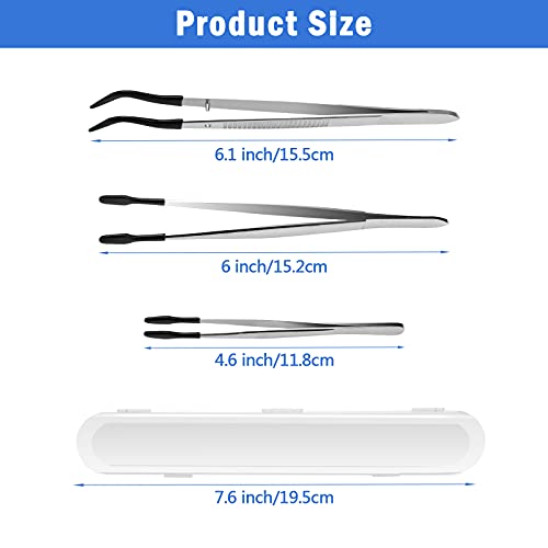 3PCS Tip Tweezers, Silicone Rubber Flat Tipped Tweezers Bent Tip for Jewelry Coin Stamp (Black) - color: Black