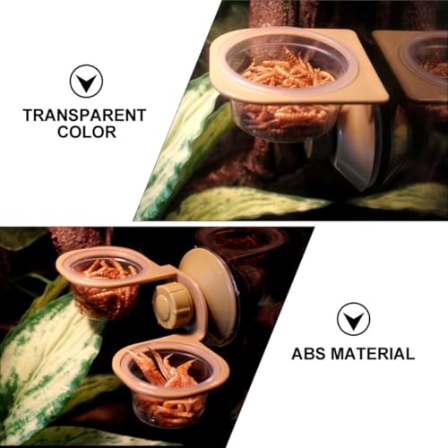 DOITOOL 2pcs Reptile Feeding Bowls with Suction Cups, Food Basin and Water Dish for Lizards and Amphibians, Pet Feeder Accessories for Terrarium Use