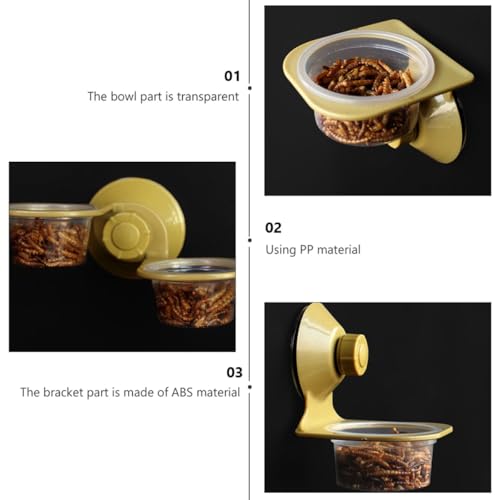 DOITOOL 2pcs Reptile Feeding Bowls with Suction Cups, Food Basin and Water Dish for Lizards and Amphibians, Pet Feeder Accessories for Terrarium Use