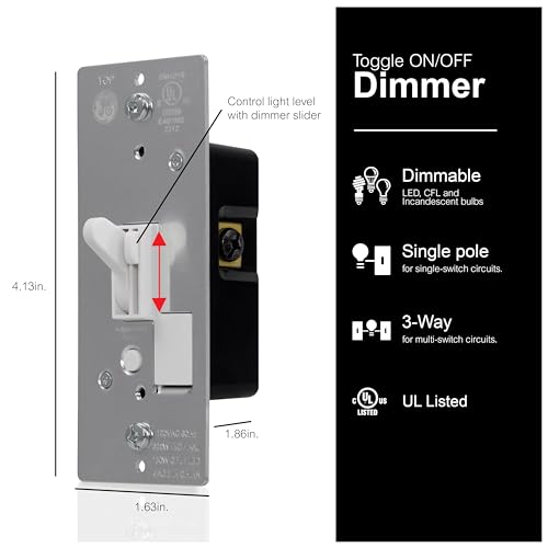 GE 18025 Dimmer, Toggle On/Off, White
