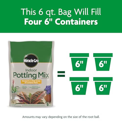 Miracle-Gro Indoor Potting Mix, Blended for a Variety of Houseplants, Feeds for up to 6 Months, 6 qt. - size: 6 qt.