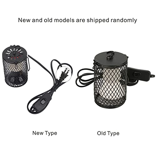 Ceramic Heat Lamp Bulb with Lampshade, 100W Infrared Emitter Heater Lamp Bulbs for Pet Brooder Coop Chicken Lizard Snake Aquarium, with Power Switch&Anti-Biting Hanging Hook
