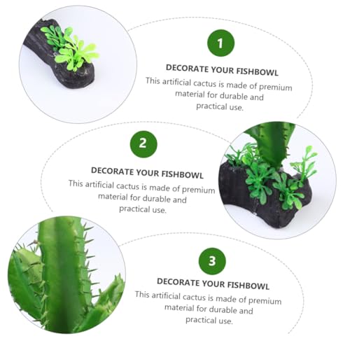 IMIKEYA Artificial Cactus Aquarium Plant Decoration Simulation Underwater Plastic Plant for Fish Tank for Aquarium Décor and Reptile Terrarium