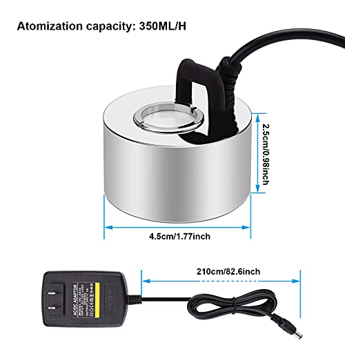FITNATE 350ml/H Mist Maker, Stainless Steel Mist Maker Fogger for Water Fountain Pond Rockery, with Removable Splash Guard, Atomized Disc and Changing Tools