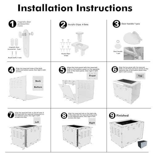 16" x 16" x 24" PVC Reptile Enclosure, Front Opening Arboreal Terrarium for Adult Geckos & Tropical Reptiles, Insulated Lightweight Tank with Screen Top & Secure Lock - size: 16"16"24"