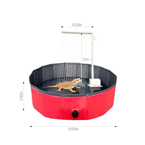 Large Electric Bearded Dragon Pool,Bearded Dragon Fountain & Bathing Accessories,Bearded Dragon Pool,Electric Bathtub for Bearded Dragons,Bearded Dragon Accessories,Versatile for Reptile(Red)