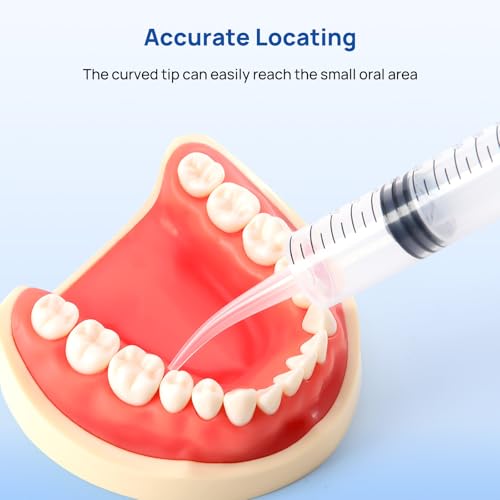 JMU 5 Pack 12ml Syringe With Graduation, Dental Irrigation Syringe with Curved Tip for Teeth Cleaning Dental Oral Care
