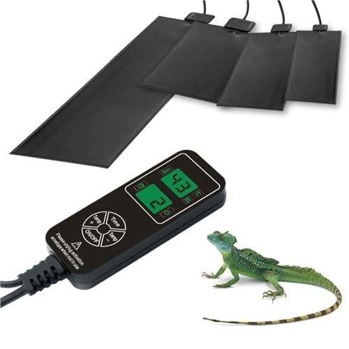 Timeable Temperature-Controlled Reptile Heating Pad, 10-50°C Adjustable, Graphene Chip Rapid Heating, IPX7 Waterproof, Multiple Sizes for Turtles Lizards Frogs，12x78cm/4.7x30.7in (25.5W) - size: 12x78cm/4.7x30.7in (25.5W)