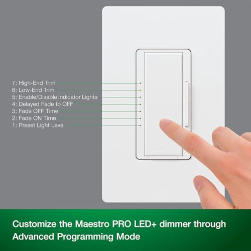 Lutron Maestro PRO LED+ Dimmer Switch, 250W LED/500W ELV/400VA MLV, Neutral Optional, Single Pole/Multi-Location, 120V, MA-PRO-WH-2, White, 2 Pack - color: White, size: 2 Pack, style: PRO Dimmer