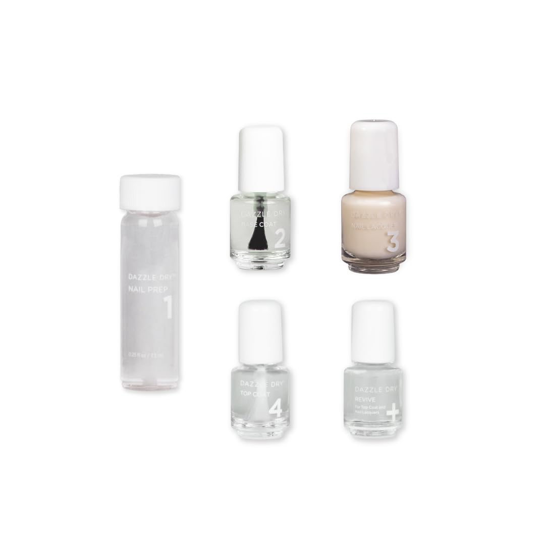 Dazzle Dry Mini Kit 4 Step System - Pawn - An Elegant Semi-Sheer Almond. Semi-Sheer Cream. (5 Piece Kit / 5 Manicures)