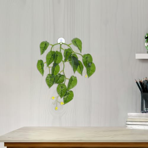 Hemoton Artificial Reptile Tank Plants with Suction Cup, Climbing Terrarium Vines for Turtle Habitat and Lizard Tank Decor, Realistic Hanging Artificial Plants for Reptile Terrarium
