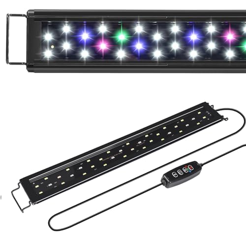 AQUANEAT LED Aquarium Light for 36 to 44 Inch Fish Tank, Auto On Off with Timer, Full Spectrum,Adjustable Brightness, Daylight Moonlight Mode, for Fresh Water Low-to-Mid Light Plants - size: 36"-44"