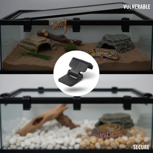 6 Pcs Aquarium Clips, Black Plastic Reptile Cage Locks, 0.7 in Terrarium Lid Latch