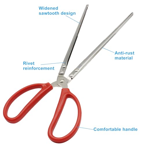 15 Inch Snake Feeding Tongs, Extra Long Serrated Tip Feeding Tweezers for Reptiles Ball Python Bearded Dragon Lizard Tank Accessories