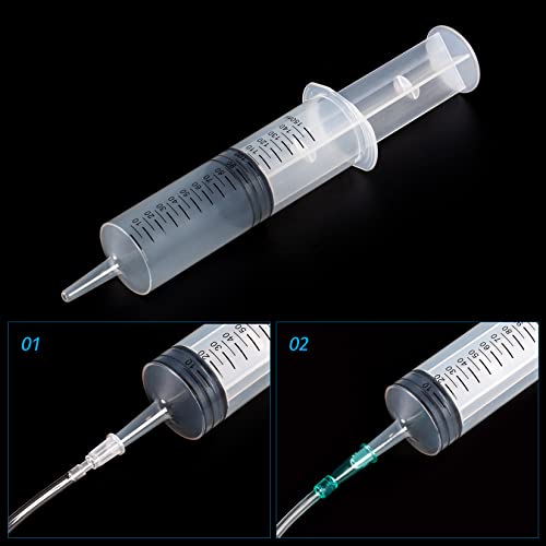 SHAOTONG 150ml Syringe with 40 Inch Tube and Tip Adapter, for Feeding Pets, Liquid Refilling, Drawing Oil Fluid - size: 150ML/CC