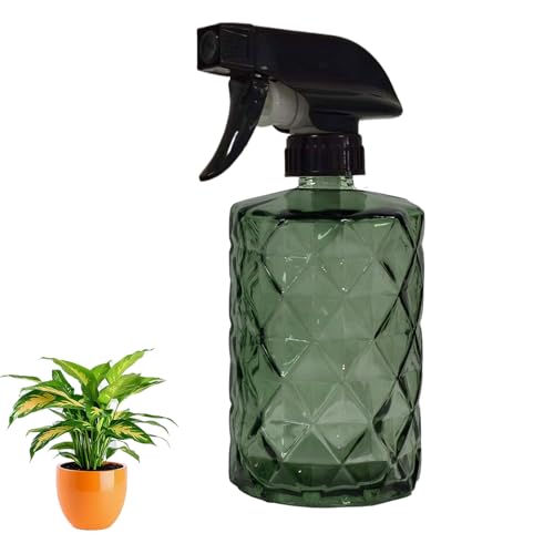 YYTSGG Green Glass Plant Mister Bottle, 12oz Refillable Water Spray Bottle with Adjustable Mist Nozzle for Indoor Flowers, Outdoor Gardening, Cleaning, Hair and Pets Care - color: Light Green
