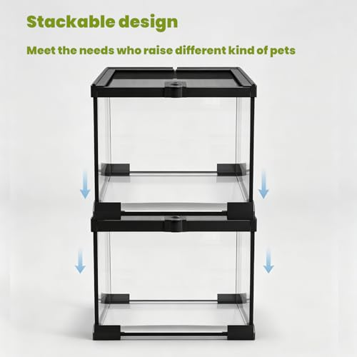 7 Gallon Glass Reptile Terrarium 12"x12"x12" – Cube Reptile Tank for Leopard Gecko, Hermit Crab, Snake, Frog, Tarantula, Isopod Enclosure - size: 12*12*12in