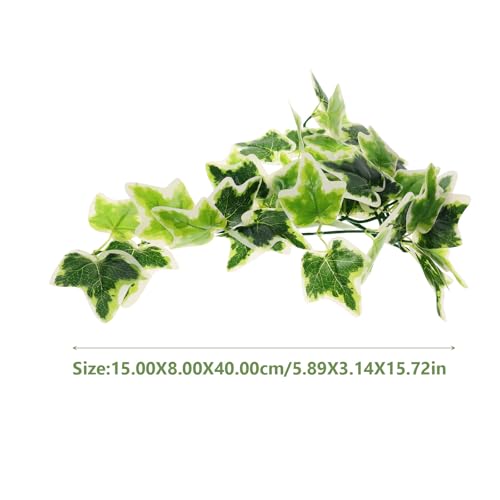 Cabilock Artificial Reptile Plants Hanging Ornament with Suction Cup, Lifelike Fake Plant Pendant for Amphibious Habitat Decoration in Terrariums and Reptile Enclosures