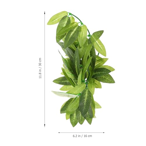 DOITOOL 3pcs Reptile Tank Decorative Artificial Plants with Suction Cups, Lifelike Fake Leaves Ornament Set for Terrarium Environment Decoration