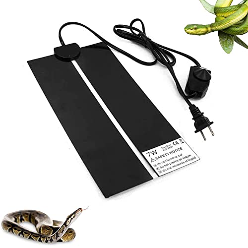 Reptile Heating Mat with Temperature Adjustment, Waterproof Reptile Heat Pad Under Tank Terrarium Heater for Amphibians, Small Animals, Seeding (7W 11 x 5.9 in) - color: 7W - 11x5.9 IN