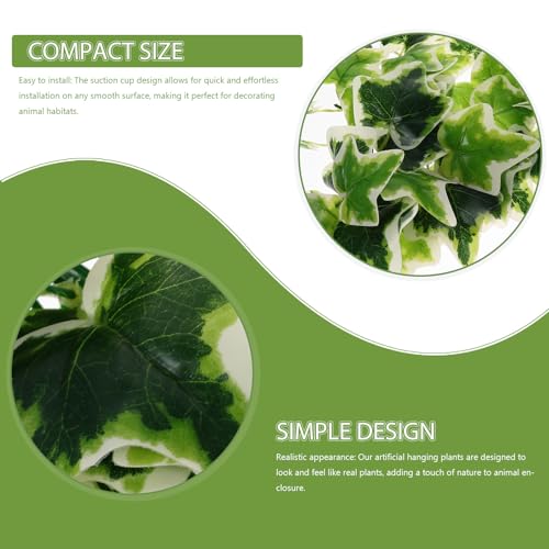 DOITOOL Artificial Reptile Plants Hanging Vine with Suction Cup, Lifelike Amphibious Habitat Decor for Turtle and Reptile Terrariums, Simulated Climbing Leaf Pendant for Aquarium