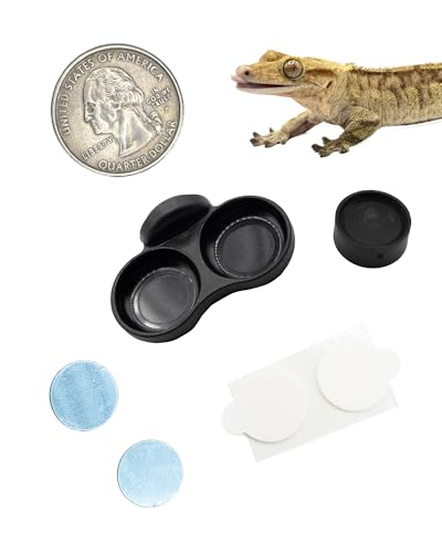 Pangea Microdish Kit for Micro Gecko Food, Mini Water Bowl for Tiny Reptiles and Other Small Pets, Magnetic Attachment Dots Included 1.25in (XS Dual Surface Mount) - size: XS Dual Surface Mount