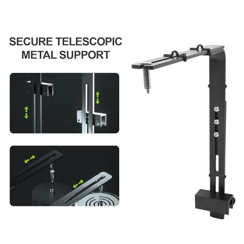 Fish Tank Light Stand, Aluminum Alloy Adjustable Height Reptile Lamp Stand with High Stability, for Aquariums (Black) - color: Black