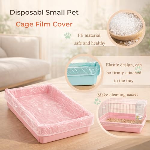 50 Disposable Cage Tray Liners for Pets, 23.6 x 31.5 in | Quick Tray Changes, Keeps Cages Cleaner, Contains Bedding and Waste, Easy Cleanup, for Rabbits, Guinea Pigs and Small Pets - size: S(23.6 x 31.5'')