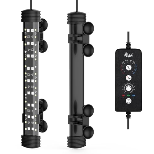 AQQA Submersible LED Aquarium Light, 24/7 Mode Full Spectrum Fish Tank Light, 4 Rows Beads with 9 Colors Choice, IP68 Waterproof Aquarium Plant Light, Adjustable Brightness Timer, 7 Adjustable Angle - size: 11.22In ( For 11.81''-22.83'' Length Fish Tank)