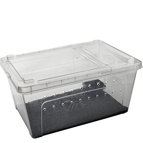 OMEM Portable Reptile Terrarium Habitat for Mini Pet Houses Breathable Holes Stackable Container (2PCS-L) - size: 2PCS-Clear-L