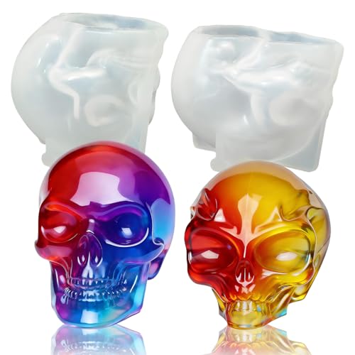 Silicone Skull Resin Molds Set, 3D Alien Skeleton Epoxy Resin Mold for Aromatherapy Candle Making, Skull Pendant, Halloween Decoration, Home Decor, Outdoor Art Crafts