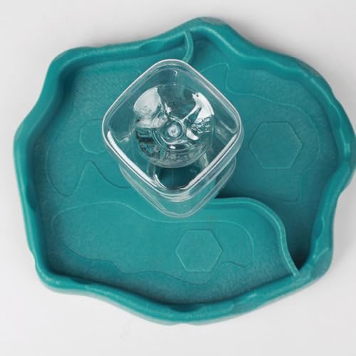 Toyvian Automatic Reptile Water Dispenser and Food Dish, Portable Aquatic Pet Water Bowl with Reservoir, Blue Feeding Station for Lizards, Geckos, Tortoises, and Small Pets