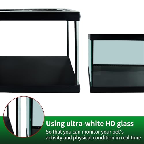 Reptile Glass Terrarium Tank 12"*8"*6",Small Cage Full View with Top Screen Ventilation Habitat Enclosure for Tarantula,Frog,Gecko,Insects,Spiders,Snakes,Hermit Crab,Turtle,Ball Python - size: 12*8*6inch