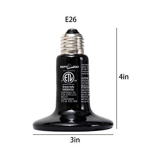 REPTI ZOO Reptile Ceramic Infrared Heat Emitter,110V 100W Infrared Bulb for Reptile Pet Coop and Glass Terrarium (Pack of 2) - size: 1 Count (Pack of 2)