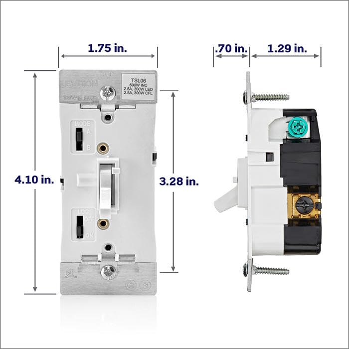 Leviton Toggle Slide Dimmer Switch for Dimmable LED, Halogen and Incandescent Bulbs, TSL06-1LB, Brown - color: Brown