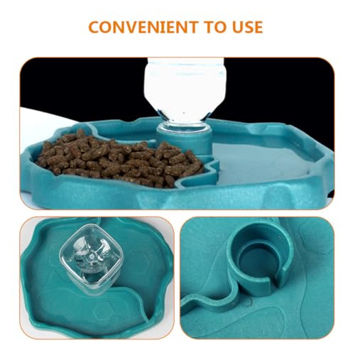 Automatic Reptile Water Feeder and Food Dish Lake Blue with Water Reservoir for Bearded Dragons and Lizards Terrarium Accessories
